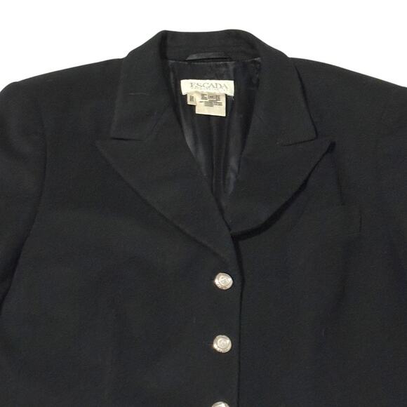 Vintage ESCADA Margaretha Ley 100% Cashmere Black Gold Button Coat Size 14 - Picture 12 of 12